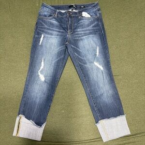 1822 Denim Taylor Distressed Cuffed Jeans Women’s 12 Rolled Hem